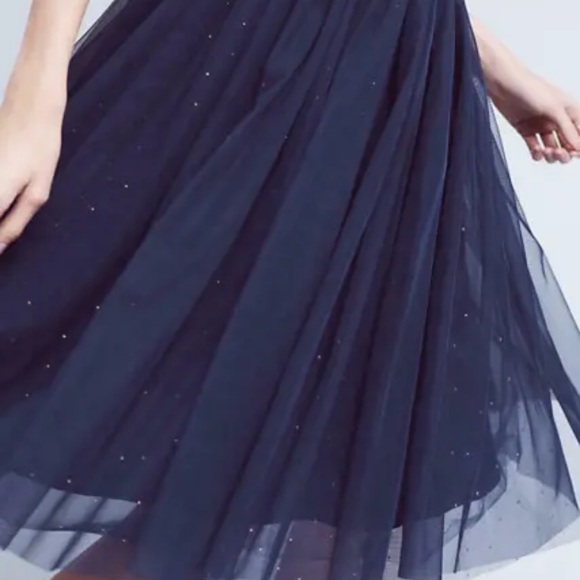 moulinette soeurs ANTHROPOLOGY embroidered size 14 navy blue A-line dress - Picture 3 of 12